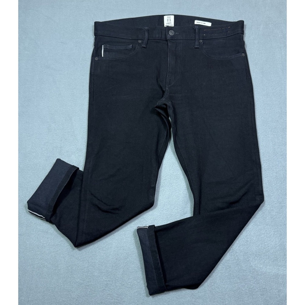 Hiroshi Kato Jeans Mens 33x27 Black Selvage Denim Made In USA Modern Refined Raw